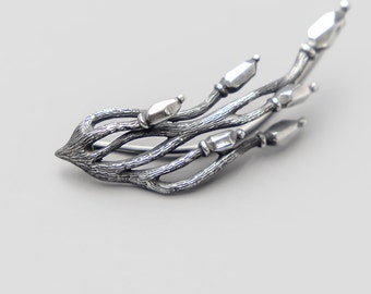 Elf Ear Cuff Silver, Elven Ear Jewelry, Long Climber Earring, Tree Branch Ear Pin, Woodland Nature Jewelry, One or Pair of Cuffs