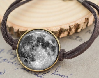 Full Moon Bracelet, Moon Jewelry, Space Jewelry, Outer Space Jewelry, Space Bracelet, Solar System Bracelet, Planetarium jewelry
