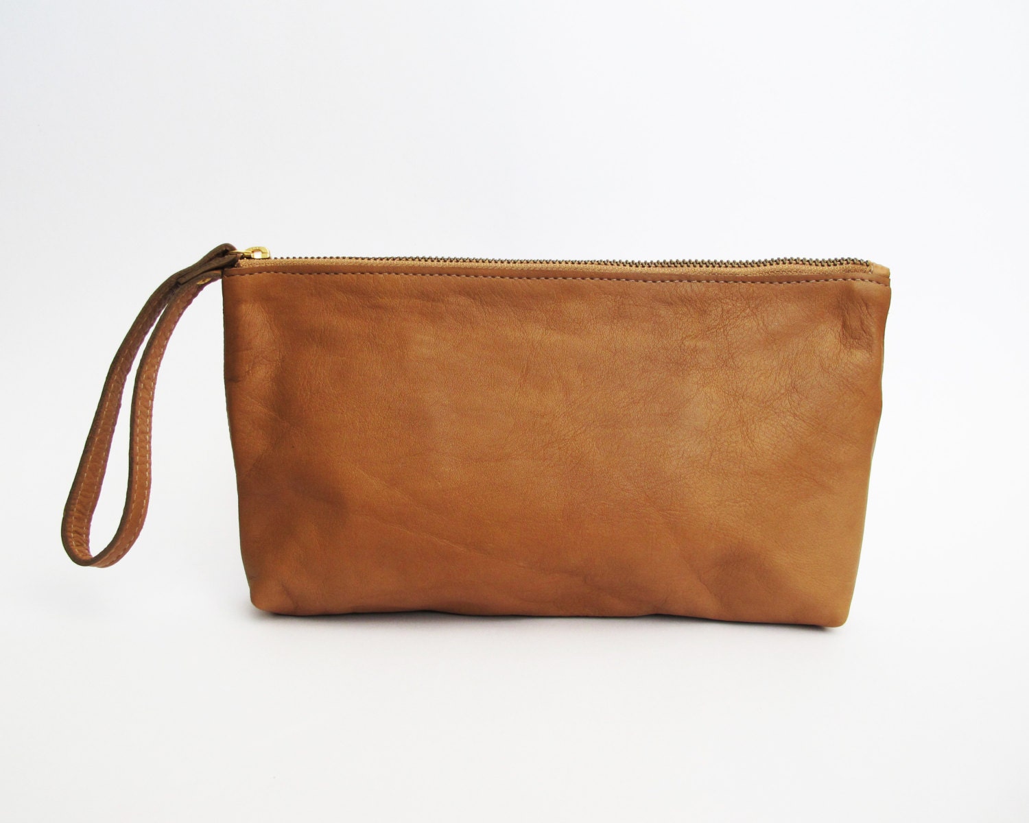 Brown leather wristlet purse leather clutch SALE cash