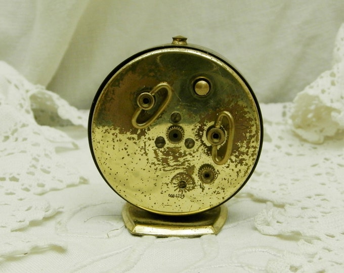 Small Working Vintage Mid Century 1960s French Mechanical Wind Up Japy Alarm Clock, 60s Tiny Retro Bedside Timepiece from France