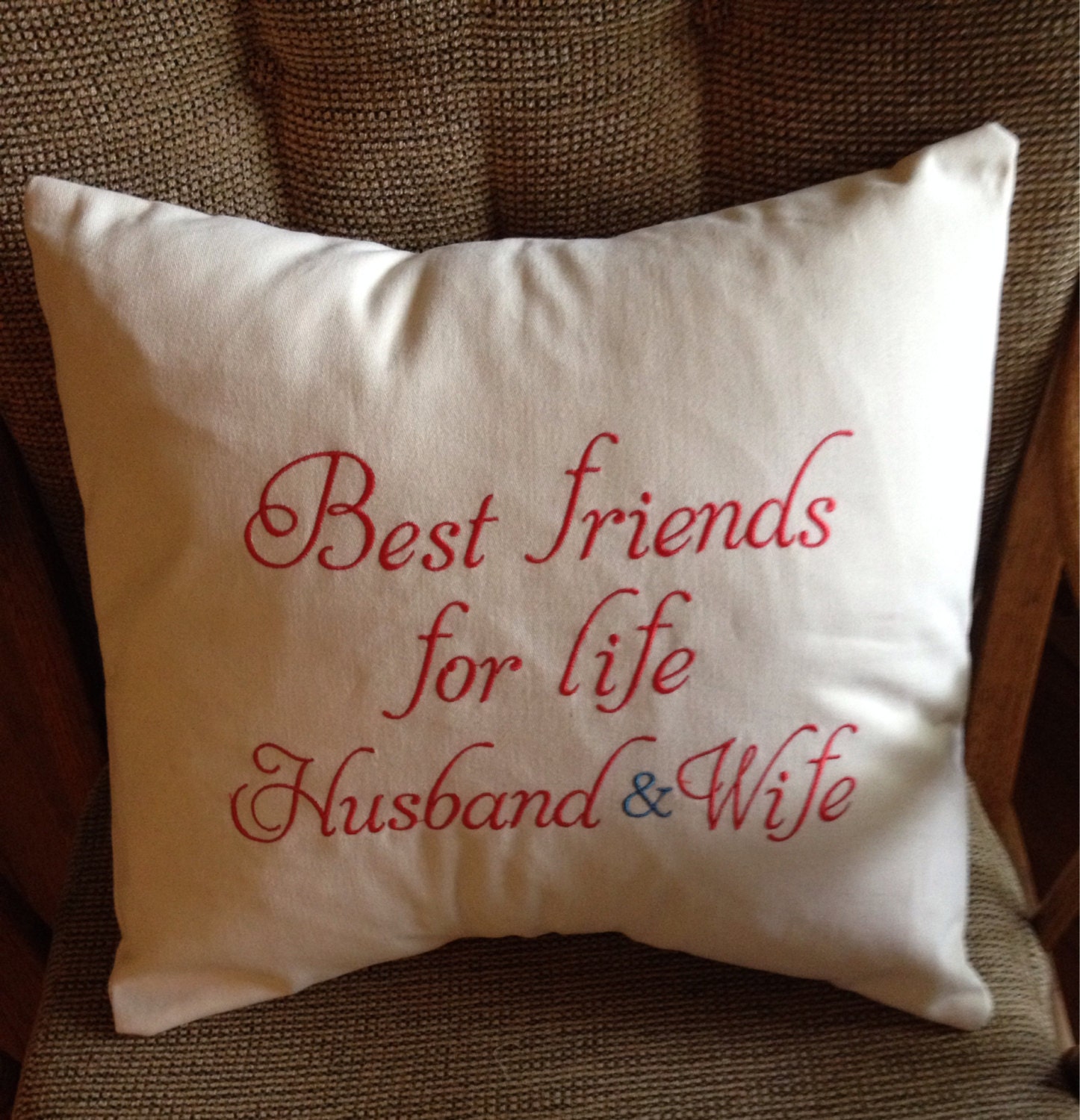 Wedding gift embroidery pillow cover wedding pillow by NitasNeedle