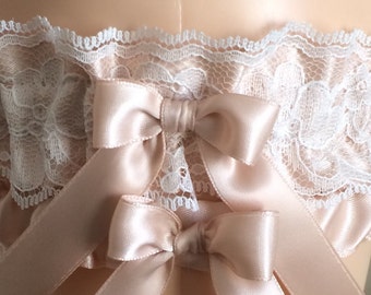 Blush and Ivory Lace Wedding Garter Set, Bridal Garter, Prom Garter, Blush Pink Lace Garter, Keepsake Garter, Garter, Bridal Gift, Lace Gart