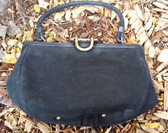 black suede evening purse