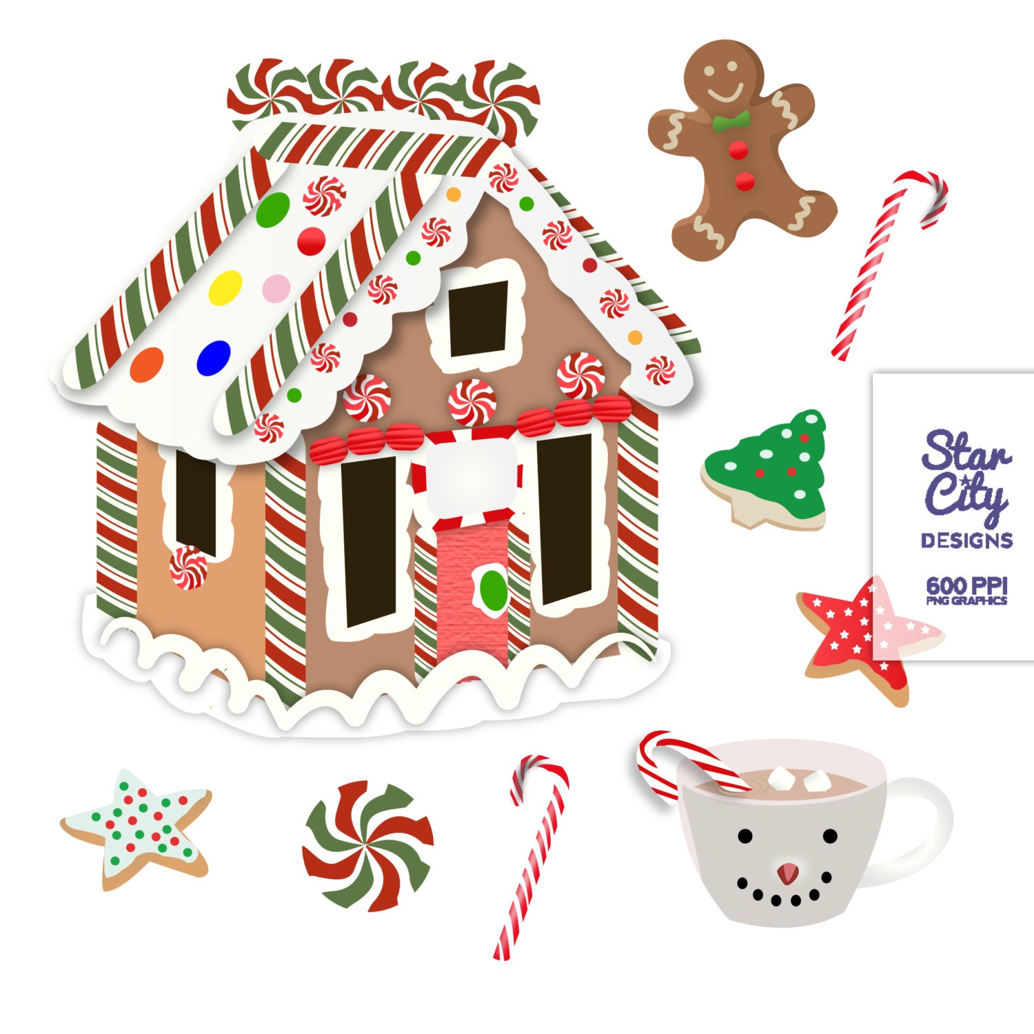 Christmas Clip Art Cookie Clipart Gingerbread by StarCityDesigns