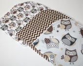 Gender Neutral Baby Burp Cloth Set - Set of 3 -  Chocolate Owls Collection -  Baby Shower Gift - Baby Boy or Baby Girl