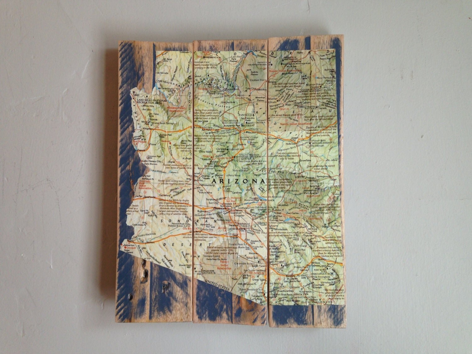 decoupage pallet on wood Art Pallet AtomRouge Map Decoupage Map Arizona Art by Arizona