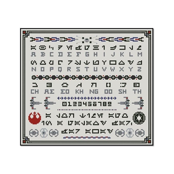 Star Wars Aurebesh Sampler Pattern for Cross Stitch