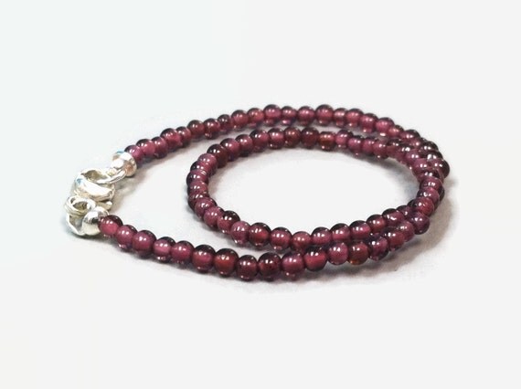 Dainty Garnet & Sterling Silver Bracelet