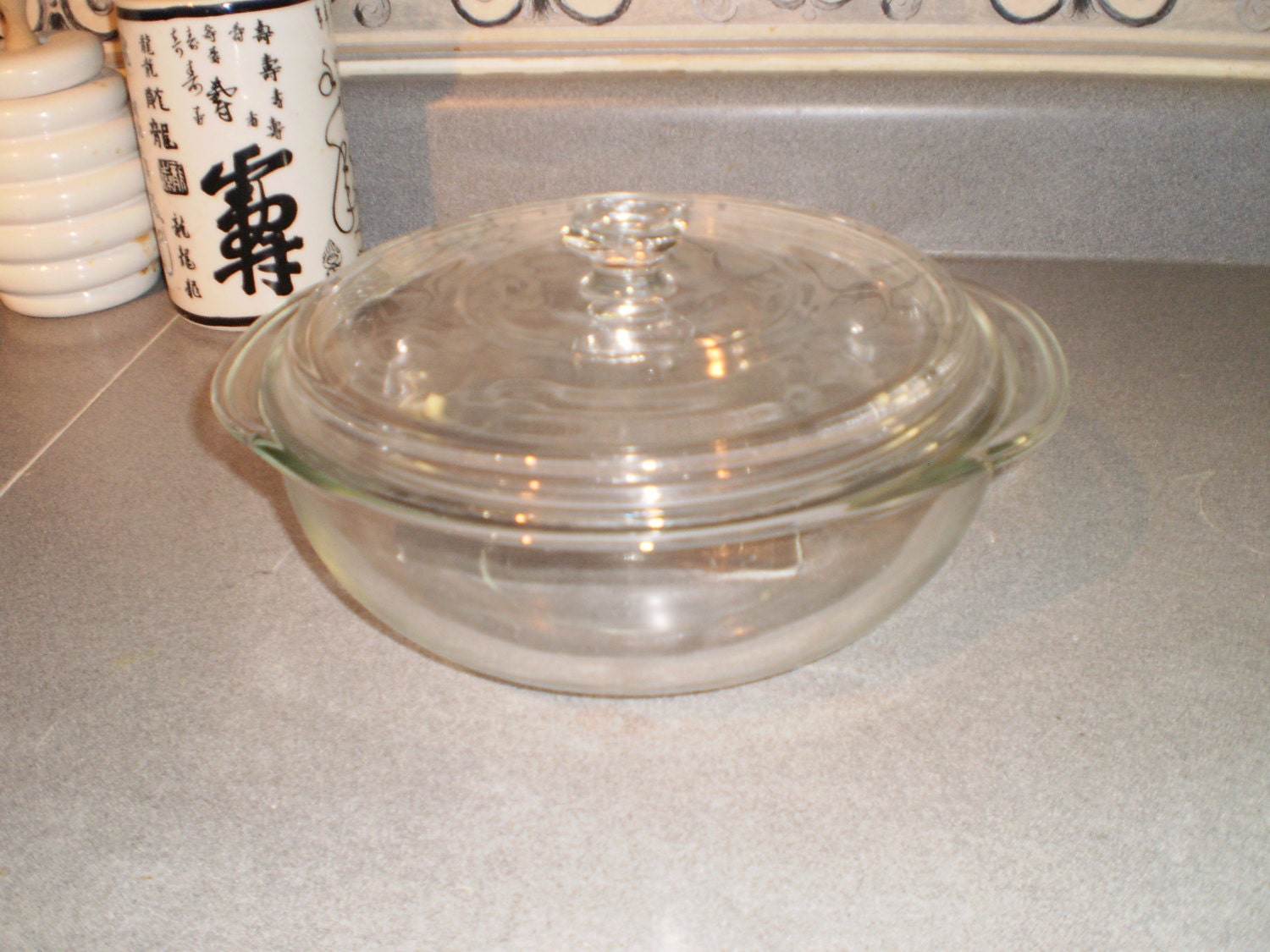Vintage Heavy Oven Proof Casserole Dish with Matching Lid