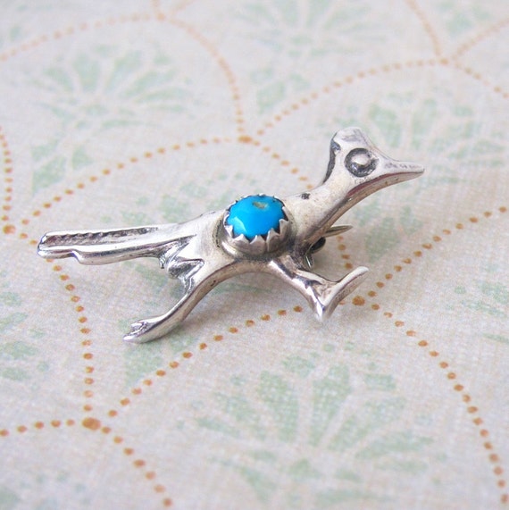 Roadrunner pin roadrunner jewelry turquoise by TheEclecticBohemian