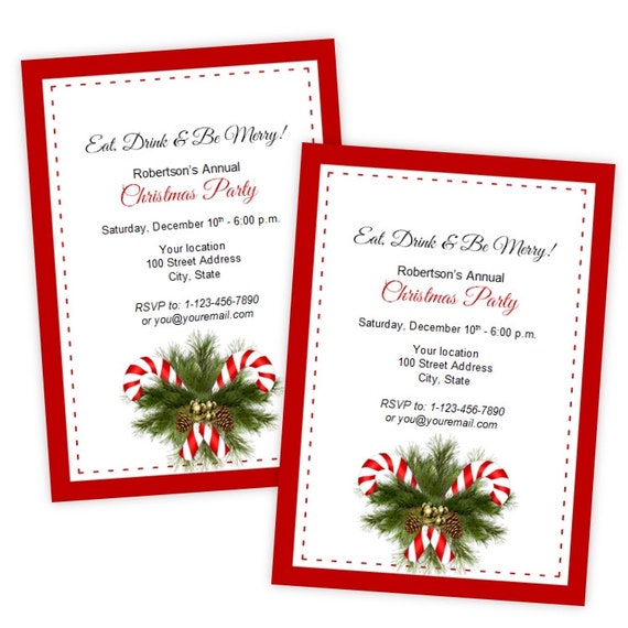 Christmas or Holiday Party Invitation Candy Canes DIY