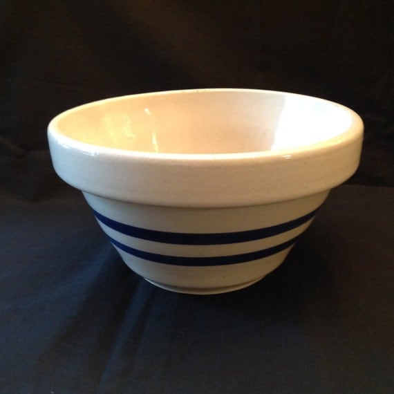 Roseville Mixing Bowl with Cobalt Blue Bands