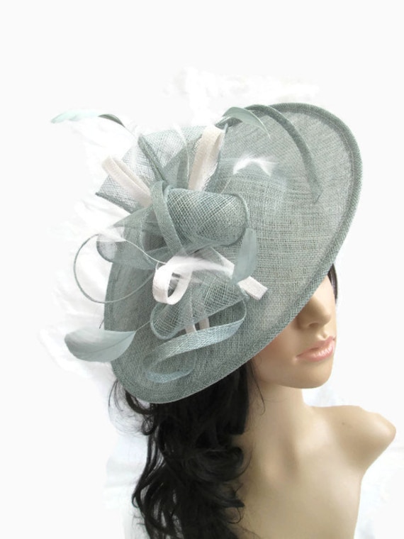 Stunning Duckegg Blue & White Shaped disc Fascinator with