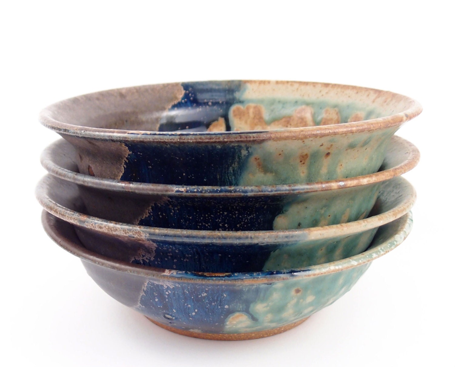 Small soup bowls in purple and green with by KerryBrooksPottery