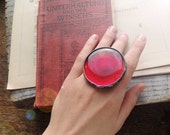 ruby red ring, gift for her, love, red ring, statement ring, RED ring , gift for her, fused glass, cocktail ring,  MARIAELA