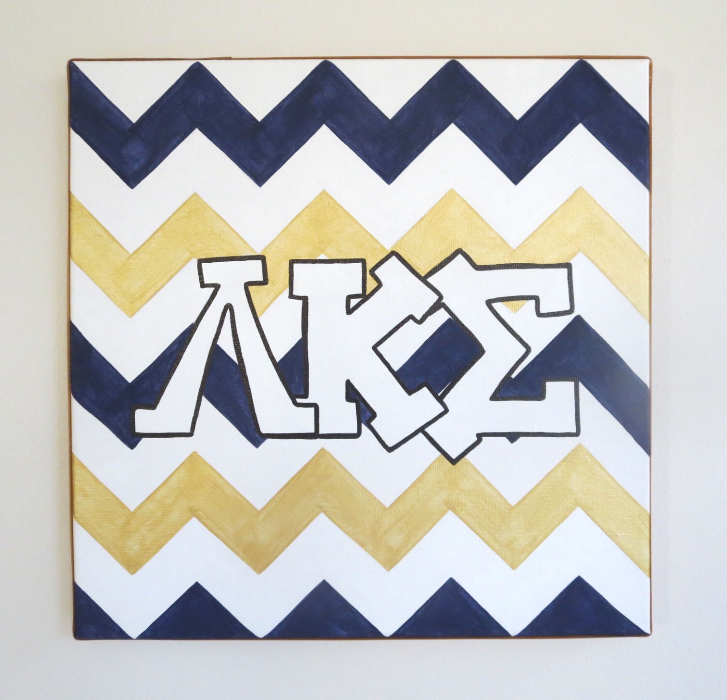 hand painted Lambda Kappa Sigma letters outline by PreppyInPinkUSA