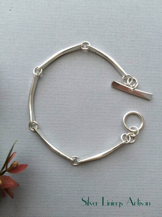 Sterling Silver Links - Artisan Bracelet - Handmade - Minimalist ...