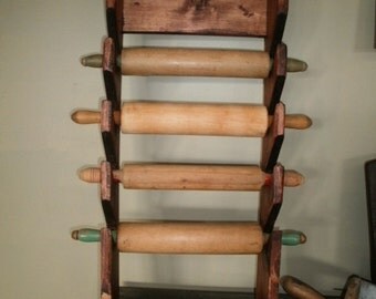 Items similar to Wooden Rolling Pin Rack Primitive Country on Etsy