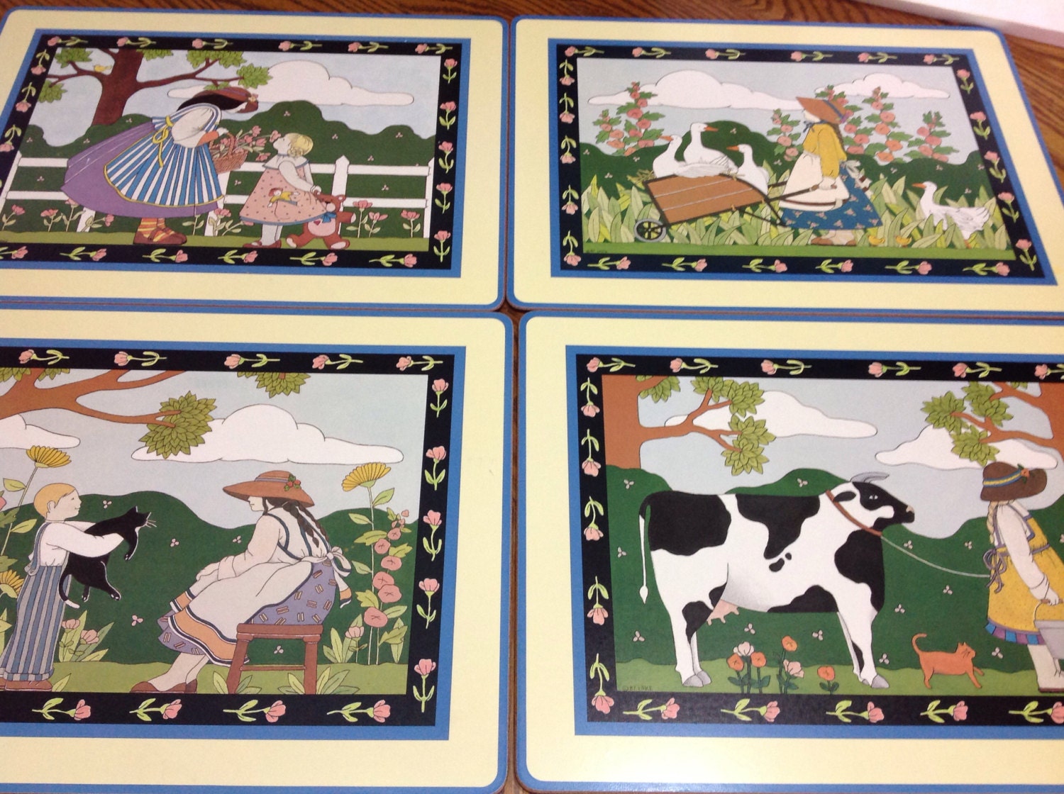 Vintage English Life Place Mats Set of Four Place Mats Haute Juice