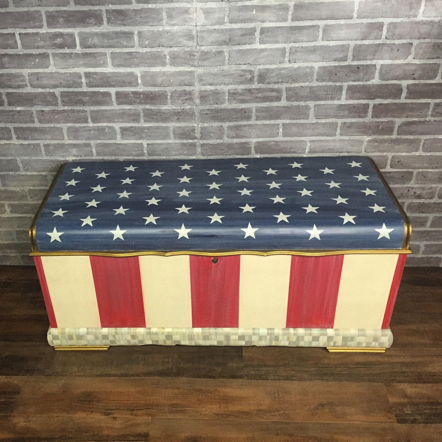 Hand painted american flag cedar chest PRICE REDUCED