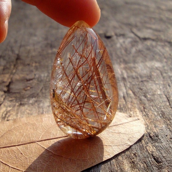 Exquisite Copper Rutilated Quartz Pendant Copper Colored