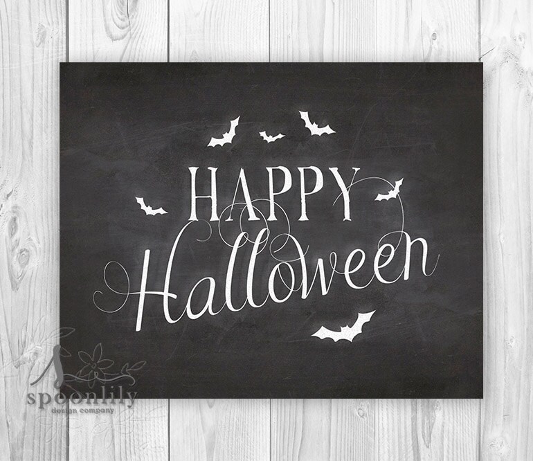Happy Halloween Chalkboard Art Print Halloween Party