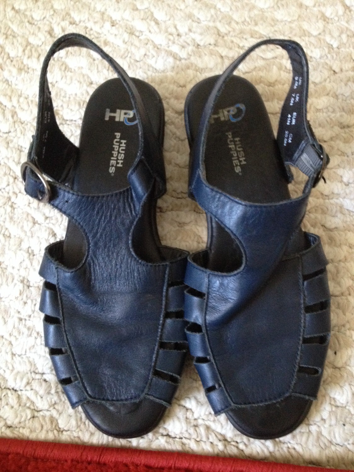 80s Navy Leather sz 9 1/2 Hush Puppies by HerCedarCloset on Etsy