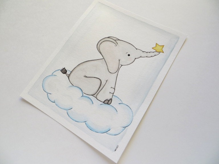 Nursery art watercolor painting kids wall art baby by Waterblooms