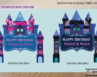 Frozen BACKDROP / Disney Frozen Castle / Snow Flake / Printable / Winter Birthday Party Package / Girl / 3D setting / Large DIGITAL files