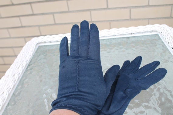 Wrist Length Navy Blue Dress Gloves