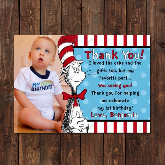 Dr Seuss Birthday Invitation OR Thank you card by PeriwinklePapery
