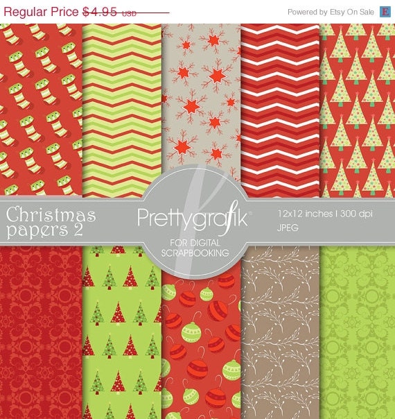 80% OFF SALE Christmas digital paper, commercial use, scrapbook papers, background - PS561 Il_570xn