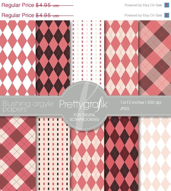 80% OFF SALE Blushing Argyle digital paper, commercial use, scrapbook papers, background - PS514 Il_570xn