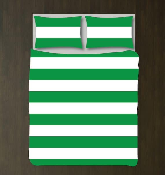 custom rugby striped duvet bedding set-green and custom rugby striped duvet bedding set-green and