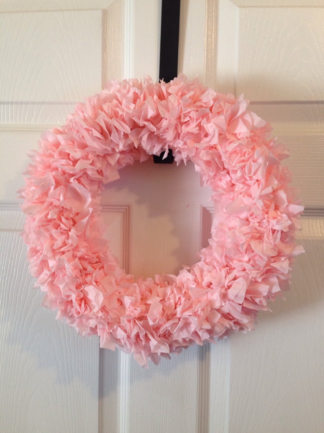Pink tissue paper wreath by DandelionCraftingCo on Etsy