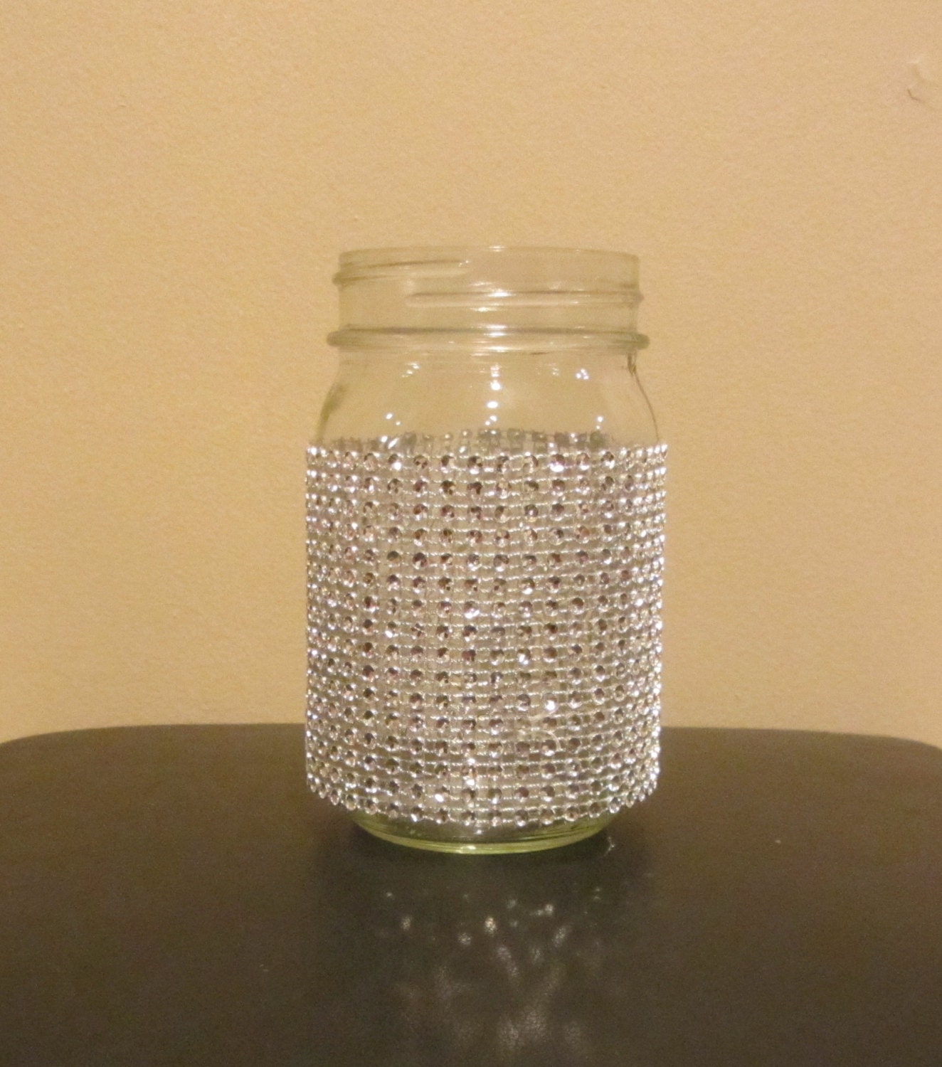 Rhinestone mason jar favor frozen centerpiece weddings