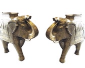 Antique Pair Elephant Statues brass Plated maharaja Elephant - Asian Antiquities, holiday gift