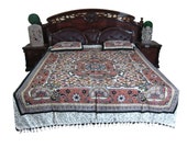 Vintage Cotton Bedspreads India Boho Decor Furnishing Bedcover 2 Pillow Covers