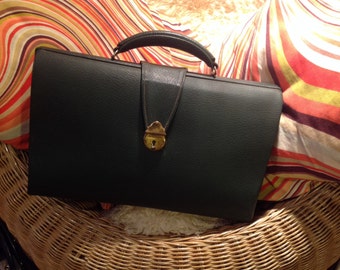 Vintage Ladies Bottle Green Briefcase Bag.