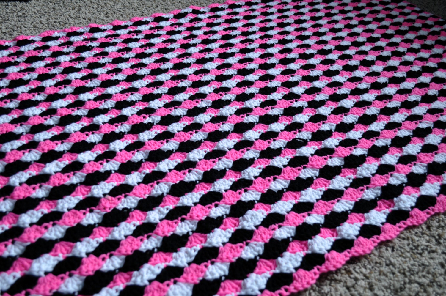 Hot Pink Black and White Baby Blanket by ChirpinBirdie on Etsy