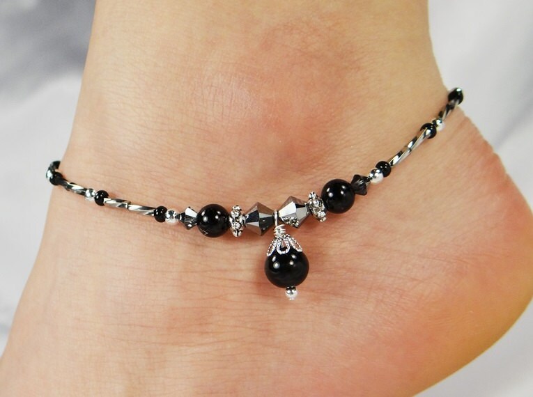 Anklet Ankle Bracelet Black Pearl Anklet Black Anklet