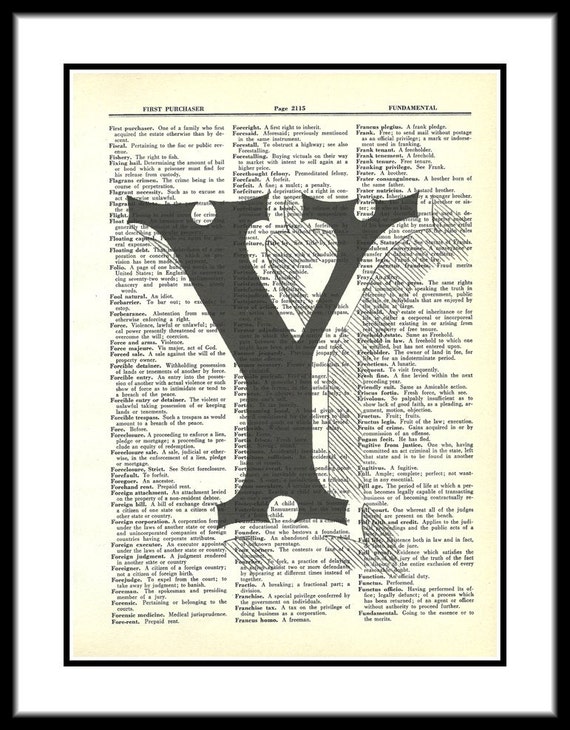 Letter Y Dictionary Art Print Typography by PaperinkGraphics