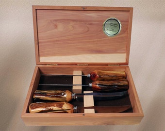 23. Sheffield Steak Knife Set with hand-made wood handles