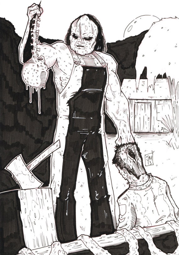 Items similar to Victor Crowley Hatchet - Original horror art with ...