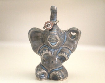 The original!-Handmade Personalized Elephant Ring Holder- Unique wedding gift - Engagement ring holder- Happy Lucky Elephant Home Decor