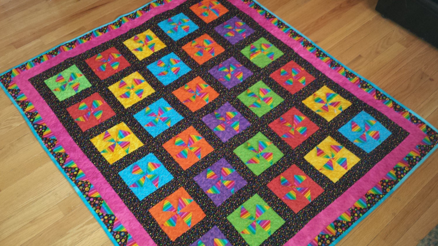 baby-quilt-rainbow-3d-pinwheel-by-gordonquilts-on-etsy