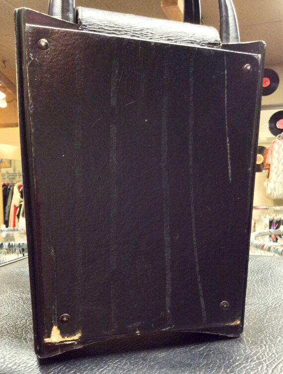 RESERVED FOR BECCA Black Bucket or Box Purse with Floral