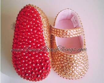 White Diamond \u0026amp; Red Bling Baby Shoes by FancyBlingThings on Etsy