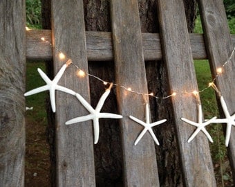Lighted starfish garland beach decor mantel window display buffet table clear lights bridal shower lighting wedding made to order