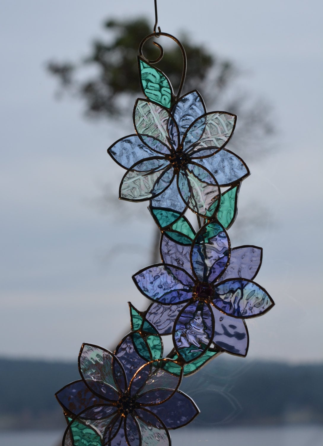 Stained Glass Suncatcher Rhinestone Flower By BayCreationsbyWendy